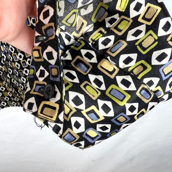 Vintage Express Silk Funky Pattern 100% Silk Button Down Small - Picture 8 of 9